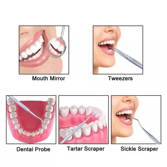 7PCS Dental Hygiene Cleaning Kits Tools Teeth Mirror Scraper Pick Scaler Tweezer Ausie Sales