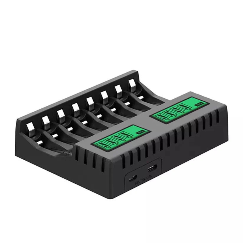 8 Slot Smart Battery Charger LCD Display for AA/AAA Rechargeable Batteries Ausie Sales