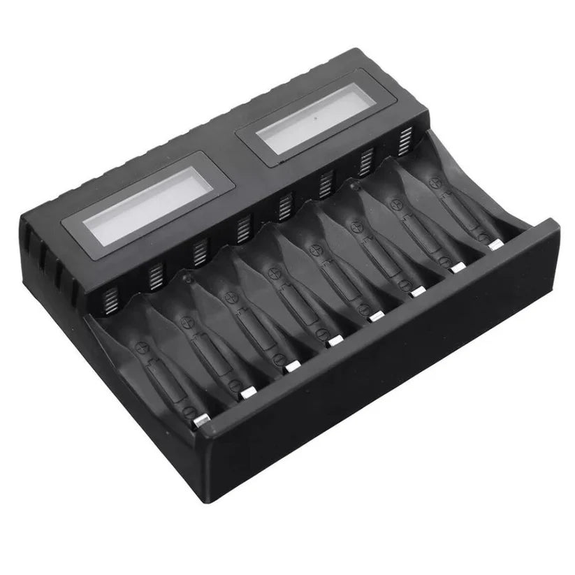 8 Slot Smart Battery Charger LCD Display for AA/AAA Rechargeable Batteries Ausie Sales