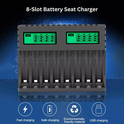 8 Slot Smart Battery Charger LCD Display for AA/AAA Rechargeable Batteries Ausie Sales