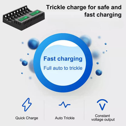 8 Slot Smart Battery Charger LCD Display for AA/AAA Rechargeable Batteries Ausie Sales