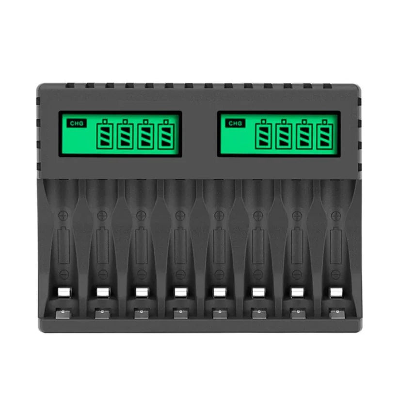 8 Slot Smart Battery Charger LCD Display for AA/AAA Rechargeable Batteries Ausie Sales