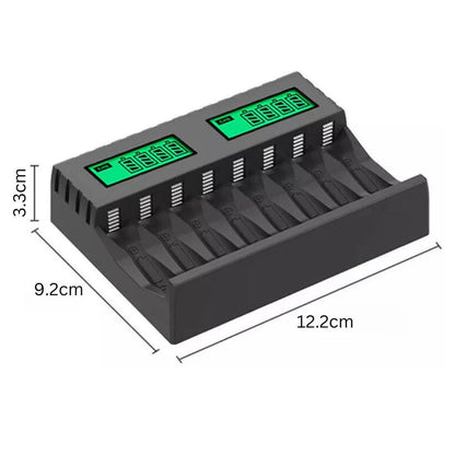 8 Slot Smart Battery Charger LCD Display for AA/AAA Rechargeable Batteries Ausie Sales