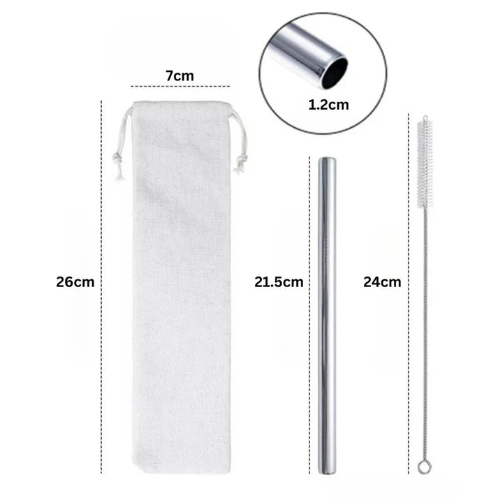 5pcs BOBA Stainless Steel Bubble Tea Straw Extra Wide Metal Reusable Jumbo Pack My Store