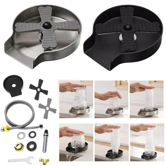Auto Glass Rinser Metal Cup Bottle Coffee Washer for Kitchen Sink Brushed/Black Ausie Sales