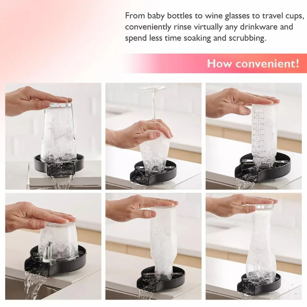 Auto Glass Rinser Metal Cup Bottle Coffee Washer for Kitchen Sink Brushed/Black Ausie Sales