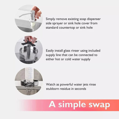 Auto Glass Rinser Metal Cup Bottle Coffee Washer for Kitchen Sink Brushed/Black Ausie Sales