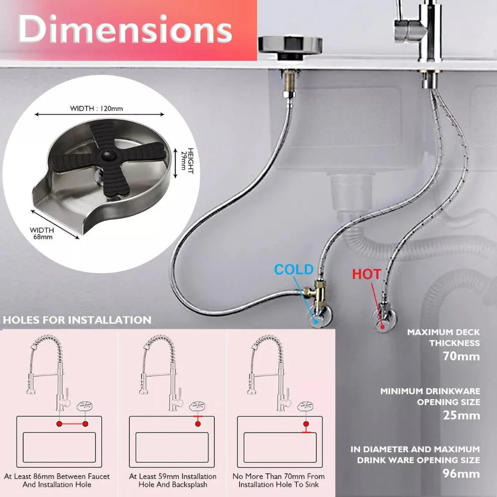 Auto Glass Rinser Metal Cup Bottle Coffee Washer for Kitchen Sink Brushed/Black Ausie Sales
