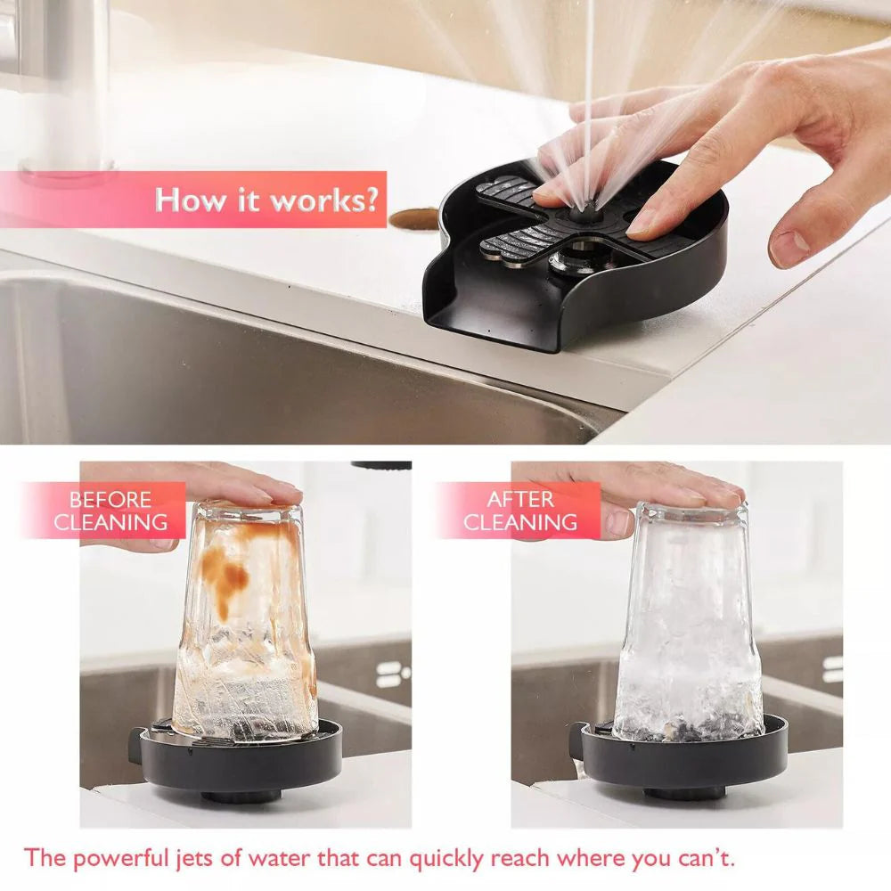 Auto Glass Rinser Metal Cup Bottle Coffee Washer for Kitchen Sink Brushed/Black Ausie Sales