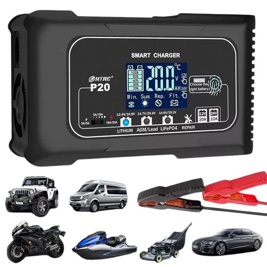 Automatic Lithium Battery Charger 20A 12V/24V For Lifepo4 Lead-Acid AGM/Gel/SLA Ausie Sales