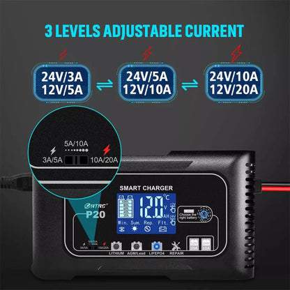 Automatic Lithium Battery Charger 20A 12V/24V For Lifepo4 Lead-Acid AGM/Gel/SLA Ausie Sales