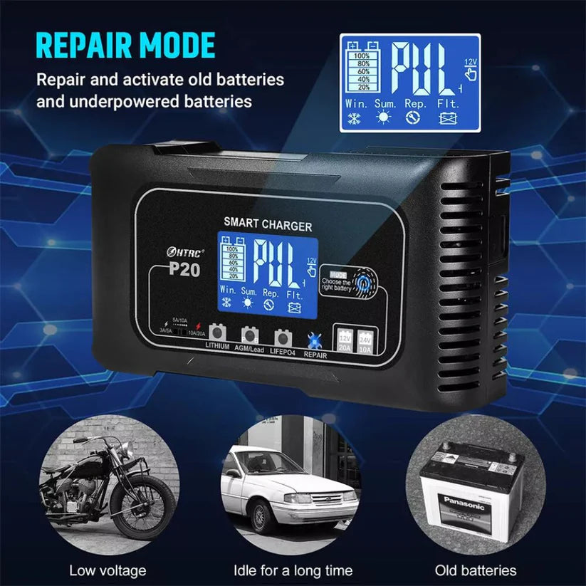 Automatic Lithium Battery Charger 20A 12V/24V For Lifepo4 Lead-Acid AGM/Gel/SLA Ausie Sales