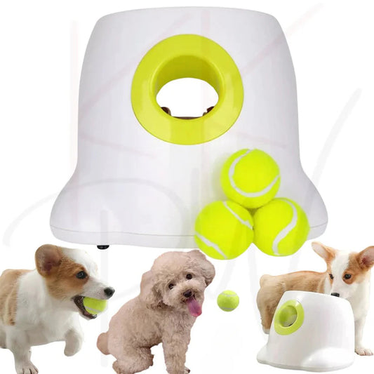 Automatic Pet Dog Ball Launcher Throwing Machine Tennis Ball Interactive Fetch Toy + 3 Ball Ausie Sales