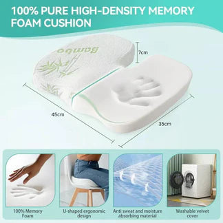 Bamboo Memory Foam Seat / Back Cushion Hip Posture Coccyx Lumbar Car Office Ausie Sales