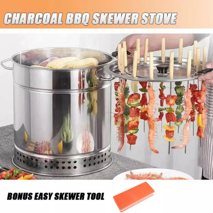 Camping Outdoor Charcoal BBQ Grill Cooking Stainless Steel Skewer Vertical Ausie Sales