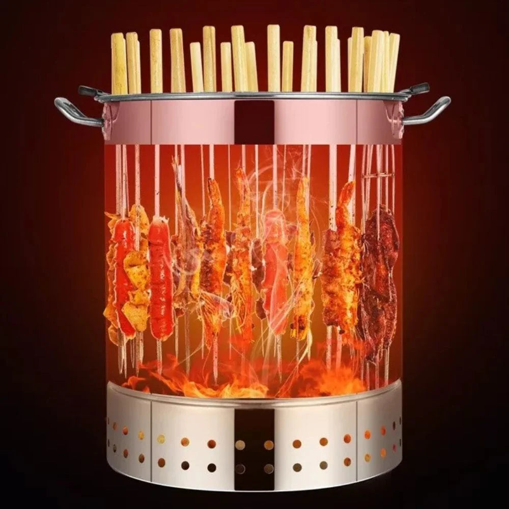 Camping Outdoor Charcoal BBQ Grill Cooking Stainless Steel Skewer Vertical Ausie Sales