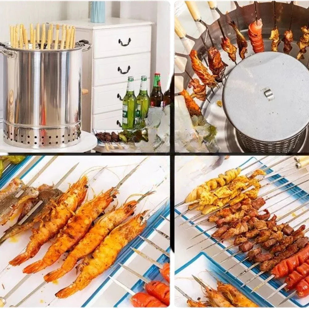 Camping Outdoor Charcoal BBQ Grill Cooking Stainless Steel Skewer Vertical Ausie Sales