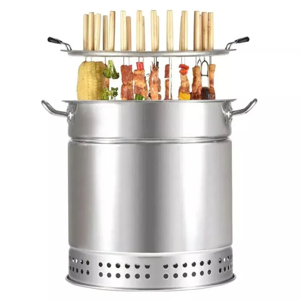 Camping Outdoor Charcoal BBQ Grill Cooking Stainless Steel Skewer Vertical Ausie Sales