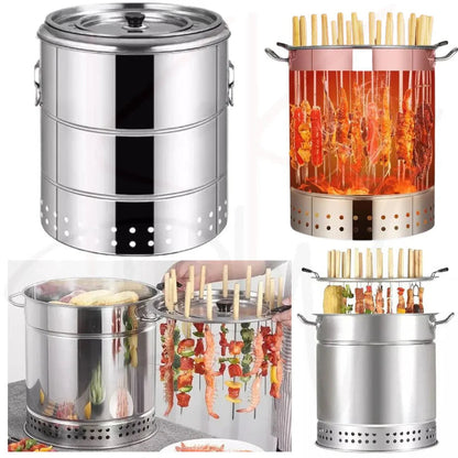Camping Outdoor Charcoal BBQ Grill Cooking Stainless Steel Skewer Vertical Ausie Sales
