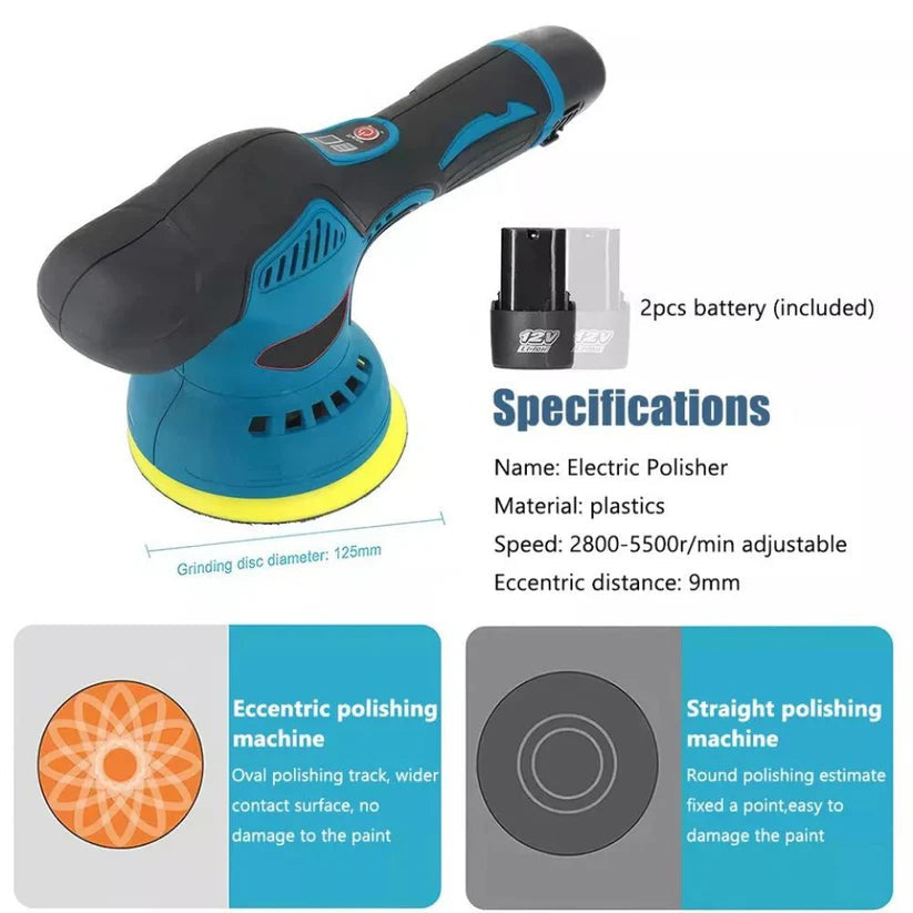Cordless Car Buffer Polisher Kit Wheel For Car Detailing 125mm Sanding Polishing Ausie Sales