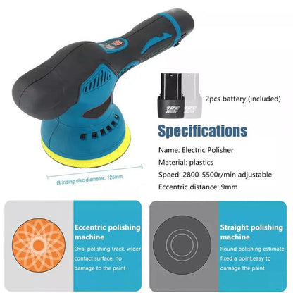 Cordless Car Buffer Polisher Kit Wheel For Car Detailing 125mm Sanding Polishing Ausie Sales