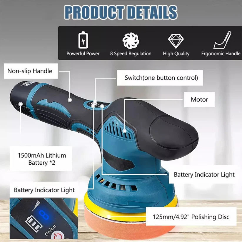 Cordless Car Buffer Polisher Kit Wheel For Car Detailing 125mm Sanding Polishing Ausie Sales