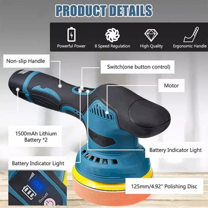 Cordless Car Buffer Polisher Kit Wheel For Car Detailing 125mm Sanding Polishing Ausie Sales