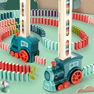 Domino Train Set w/60pcs Domino Toys Pieces Automatic Brick Laying Ausie Sales
