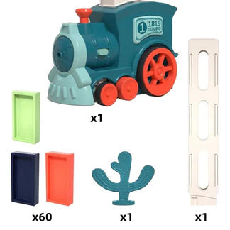 Domino Train Set w/60pcs Domino Toys Pieces Automatic Brick Laying Ausie Sales
