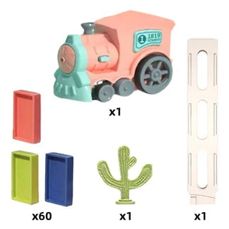 Domino Train Set w/60pcs Domino Toys Pieces Automatic Brick Laying Ausie Sales