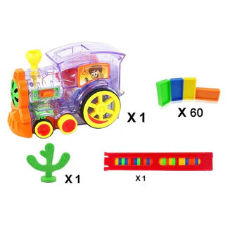 Domino Train Set w/60pcs Domino Toys Pieces Automatic Brick Laying Ausie Sales