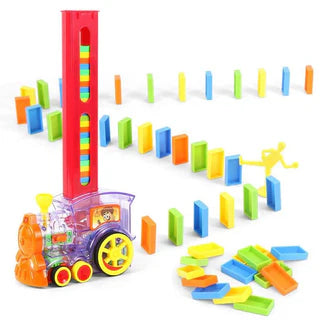 Domino Train Set w/60pcs Domino Toys Pieces Automatic Brick Laying Ausie Sales