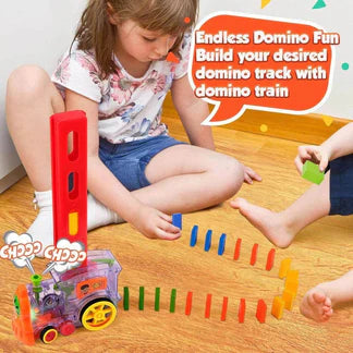 Domino Train Set w/60pcs Domino Toys Pieces Automatic Brick Laying Ausie Sales