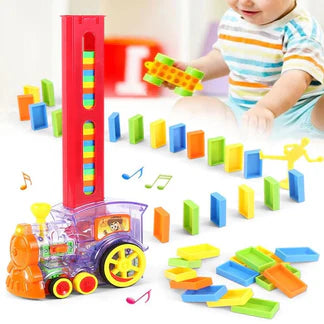 Domino Train Set w/60pcs Domino Toys Pieces Automatic Brick Laying Ausie Sales