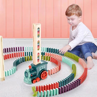 Domino Train Set w/60pcs Domino Toys Pieces Automatic Brick Laying Ausie Sales
