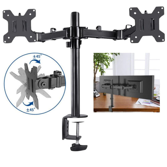 Dual Arm Monitor Stand Desk Mount HD LED TV Screen Holder Bracket Fit Up to 27'' Ausie Sales