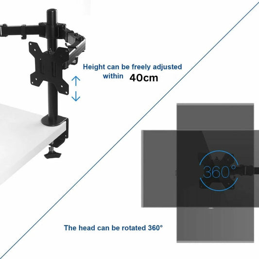 Dual Arm Monitor Stand Desk Mount HD LED TV Screen Holder Bracket Fit Up to 27'' Ausie Sales
