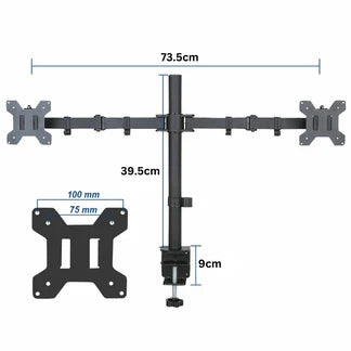 Dual Arm Monitor Stand Desk Mount HD LED TV Screen Holder Bracket Fit Up to 27'' Ausie Sales