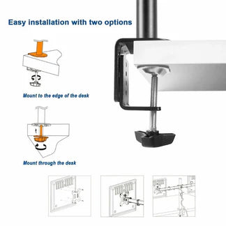 Dual Arm Monitor Stand Desk Mount HD LED TV Screen Holder Bracket Fit Up to 27'' Ausie Sales