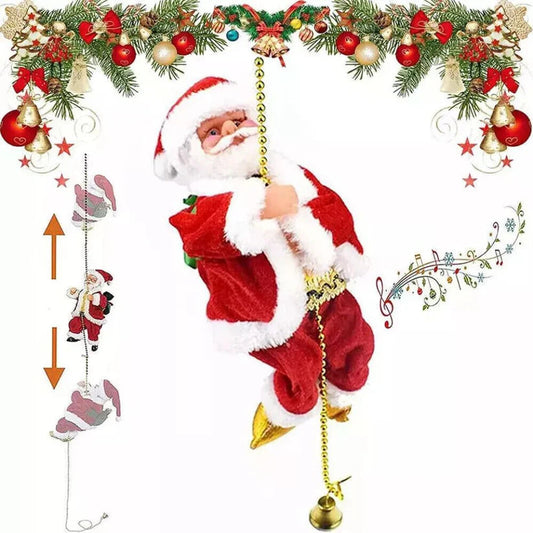 Electric Christmas Santa Claus Climbing Rope Decor Musical Toy Xmas Gift Party Ausie Sales