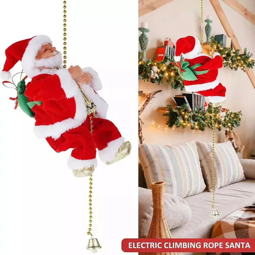 Electric Christmas Santa Claus Climbing Rope Decor Musical Toy Xmas Gift Party Ausie Sales