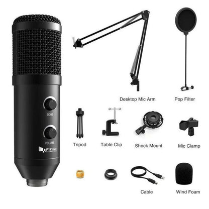 Fifine USB Desk Arm Studio Condenser Microphone Gaming Broadcast Voice Podcast Ausie Sales