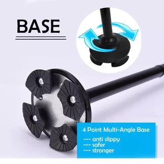 Foldable Walking Cane Folding Stick Walker With LED Strap Black Metal Adjustable Handle Ausie Sales