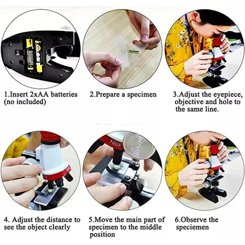 Kid Toy Microscope Science Kit 100X 400X 1200X Educational Lab Magnification Ausie Sales