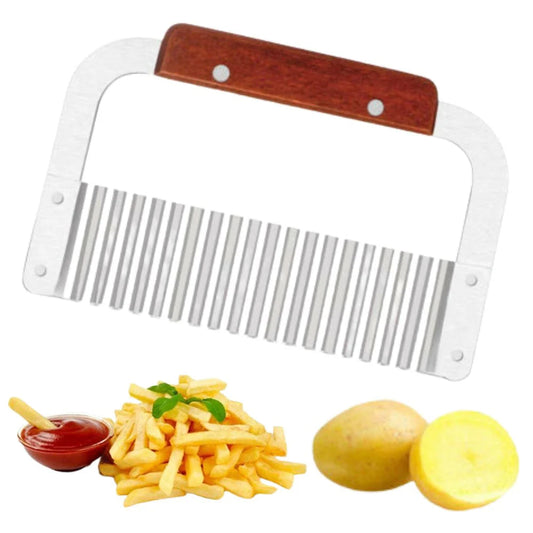 Kitchen Potato Crinkle Cutter Dough Wavy Slicer Steel Vegetable Chip Blade Knife Ausie Sales