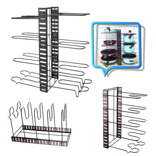 Kitchen Storage Rack Cookware Organiser Pot Lid Frying Pan Pantry Holder Shelves Ausie Sales