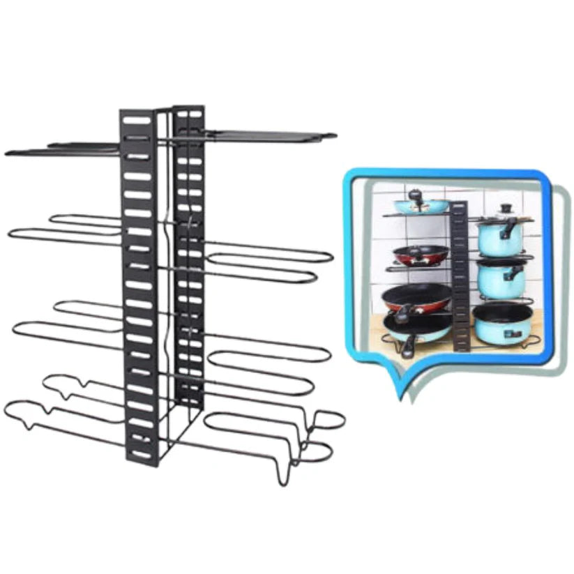 Kitchen Storage Rack Cookware Organiser Pot Lid Frying Pan Pantry Holder Shelves Ausie Sales