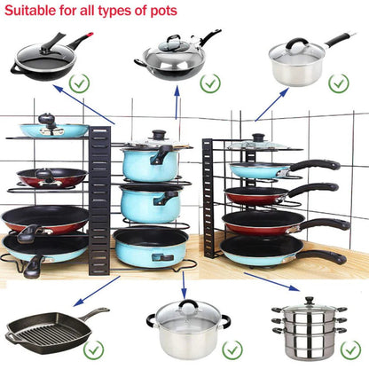 Kitchen Storage Rack Cookware Organiser Pot Lid Frying Pan Pantry Holder Shelves Ausie Sales