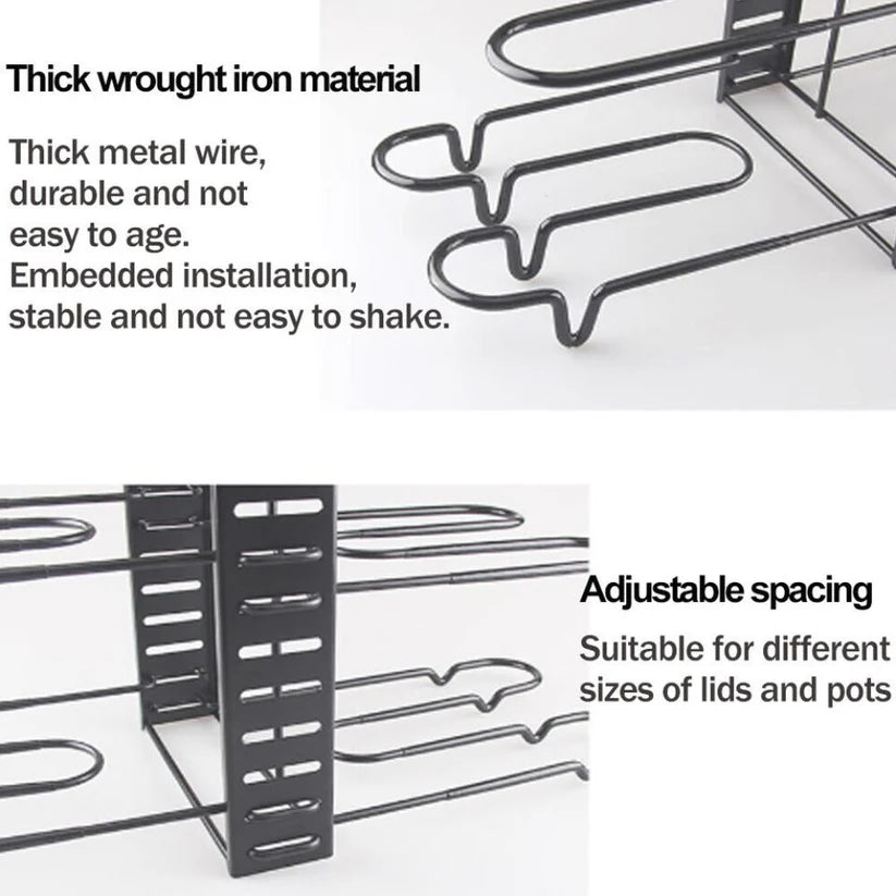 Kitchen Storage Rack Cookware Organiser Pot Lid Frying Pan Pantry Holder Shelves Ausie Sales