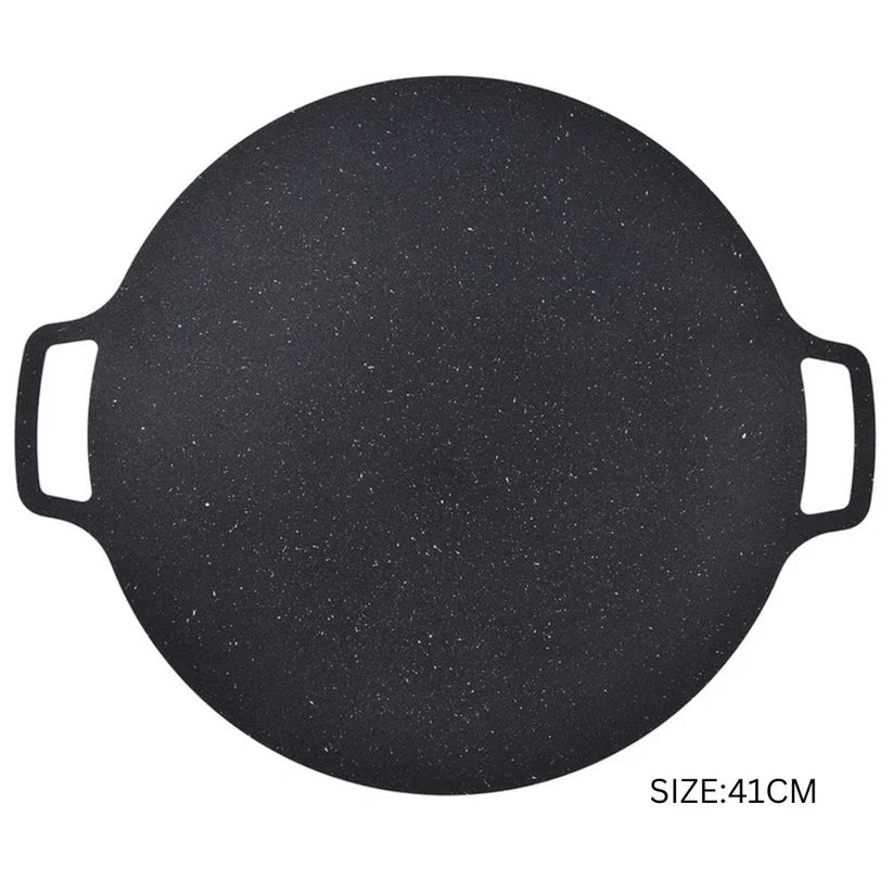 Korean Non-stick BBQ Grill Pan Iron Outdoor Barbecue Round Hot Plate Garden 41CM Ausie Sales
